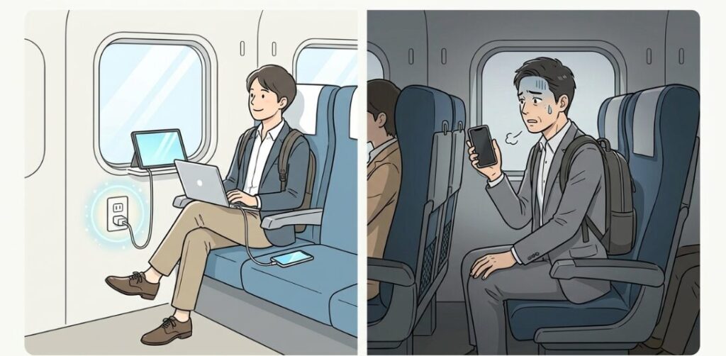 自由席車両にもコンセントはある?
