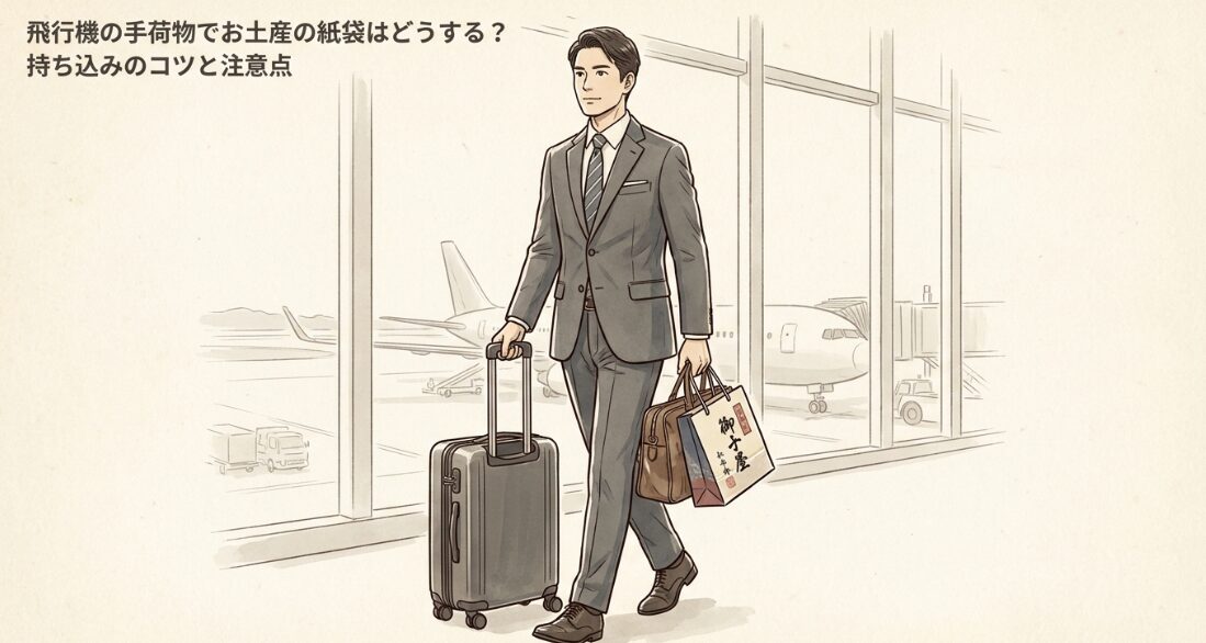 飛行機の手荷物でお土産の紙袋