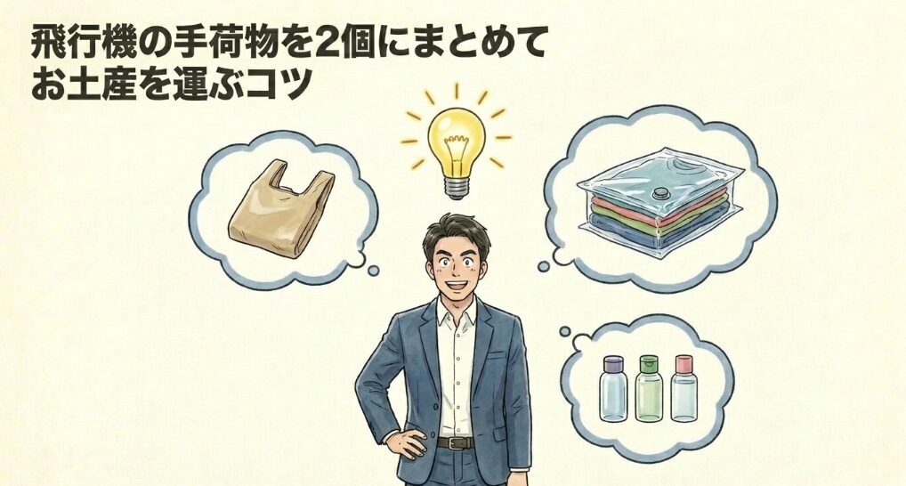 飛行機の手荷物を2個にまとめてお土産を運ぶコツ