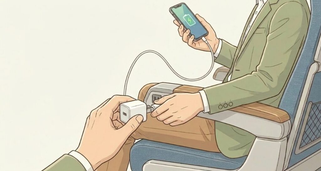 スマホやパソコンの充電を確保するコンセントの位置