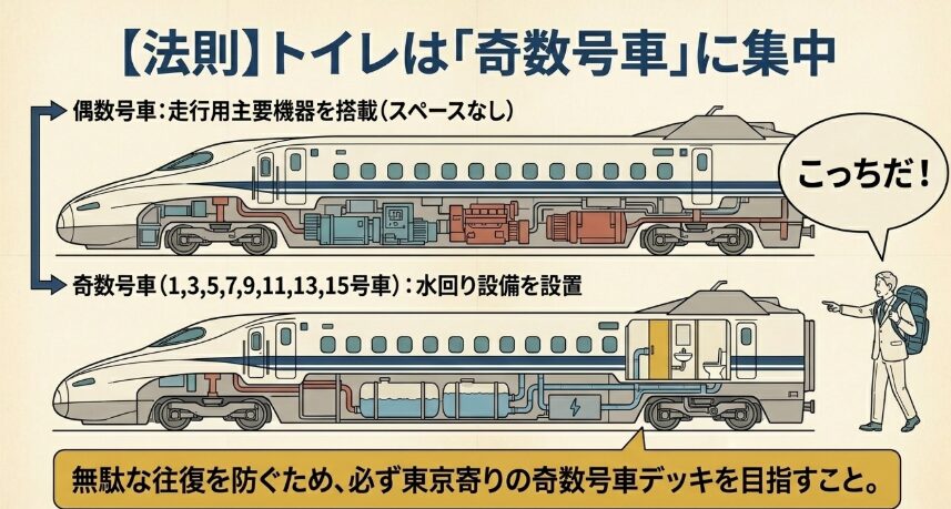 奇数号車に設置されている理由と実体験