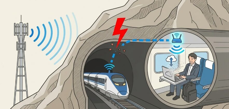 トンネル連続区間で通信が途切れた失敗