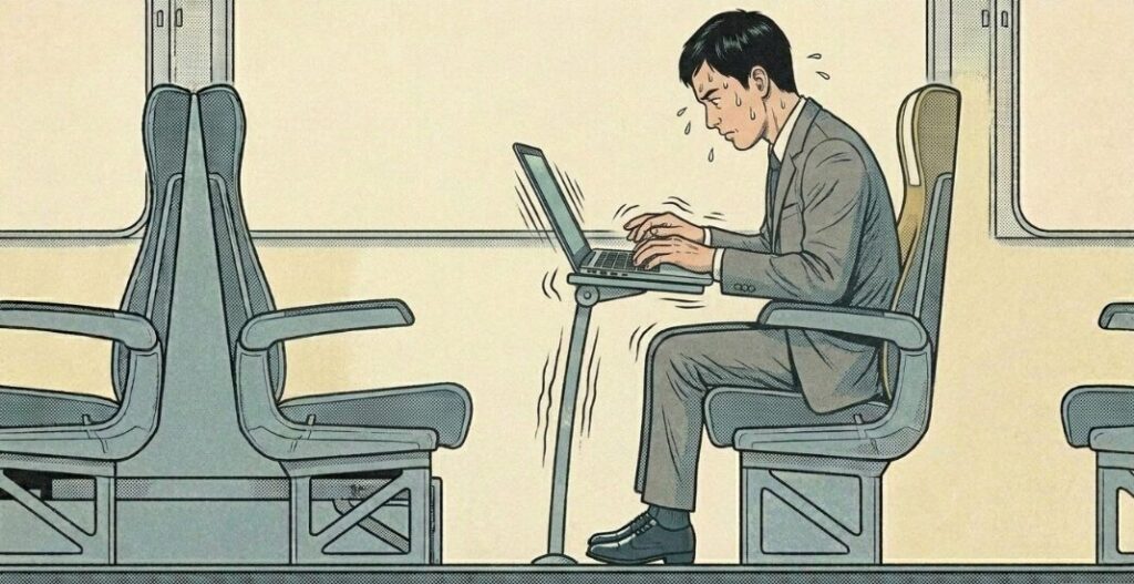 肘掛けに収納されたミニテーブルの限界