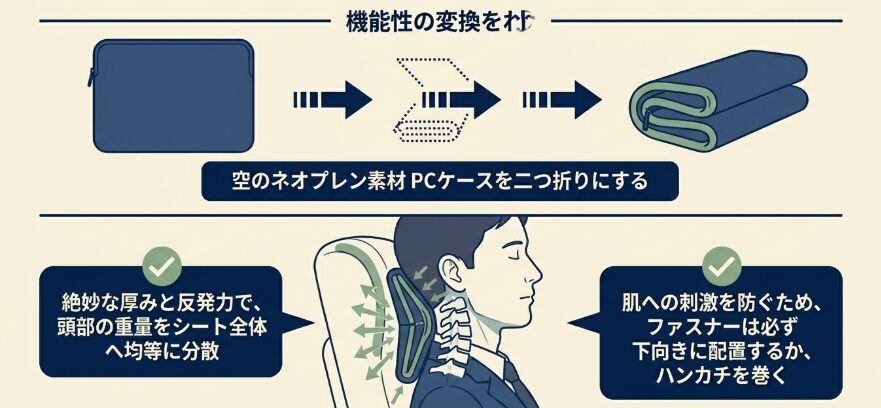 13インチPCのケースを枕にする裏技