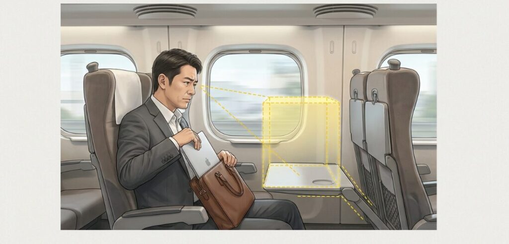 新幹線のテーブルの高さはパソコン作業に最適か