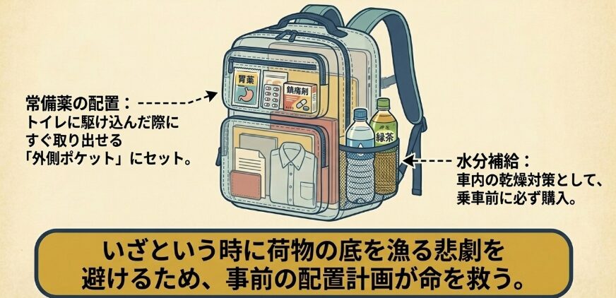 突然の腹痛や体調不良に備える乗車前の注意点