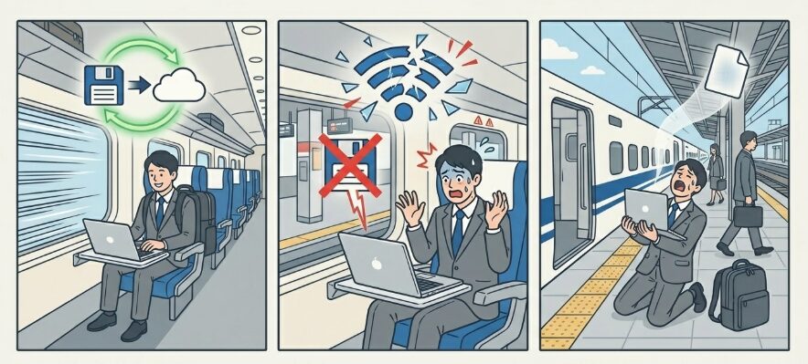 回線が切れて保存できなかった出張資料