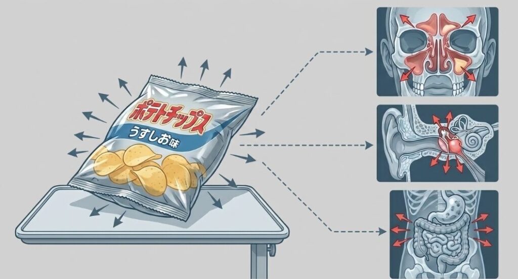 ポテトチップスの袋が膨らむ理由と体への影響