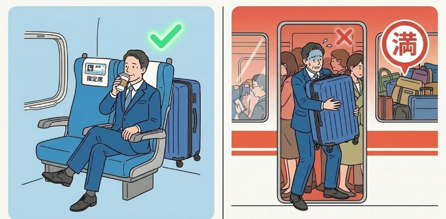 指定席と自由席での置き場所の違いと実態