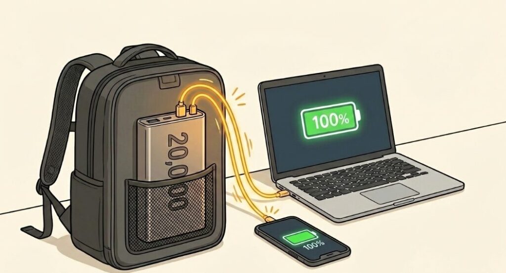 3WAYリュックに常備する愛用バッテリーの容量