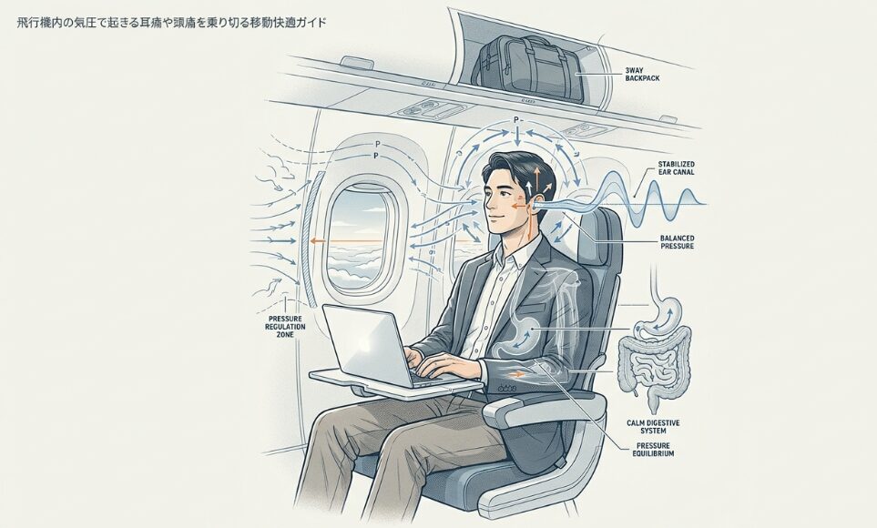 飛行機内の気圧で起きる耳痛や頭痛を乗り切る