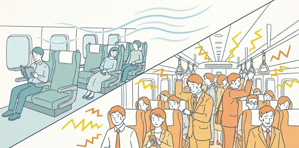 自由席と指定席での周囲の反応や空気感の違い