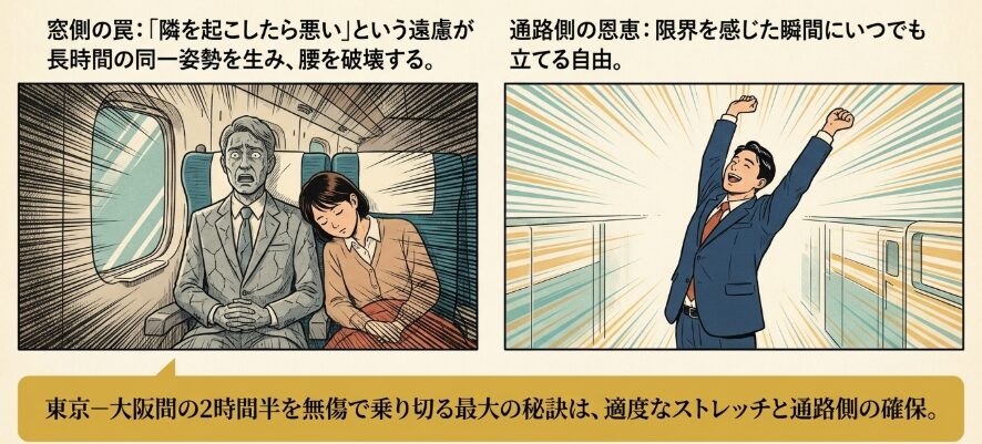 東京から大阪の移動で腰が痛くならない座席選び