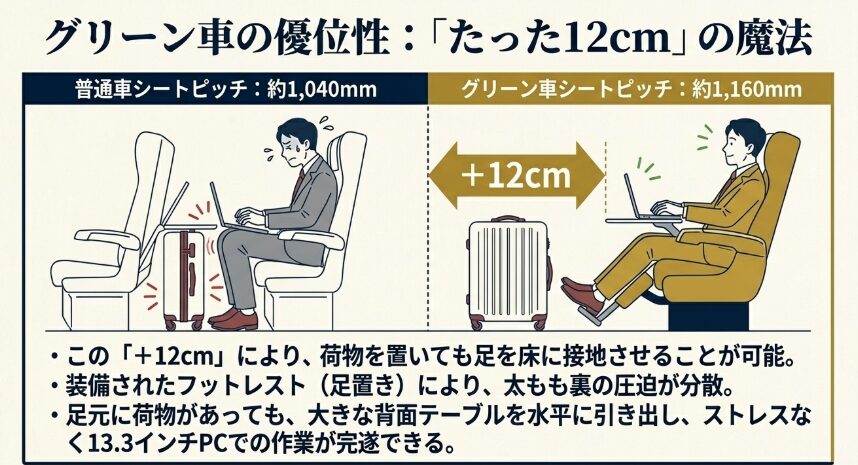 グリーン車と普通車のスペース差