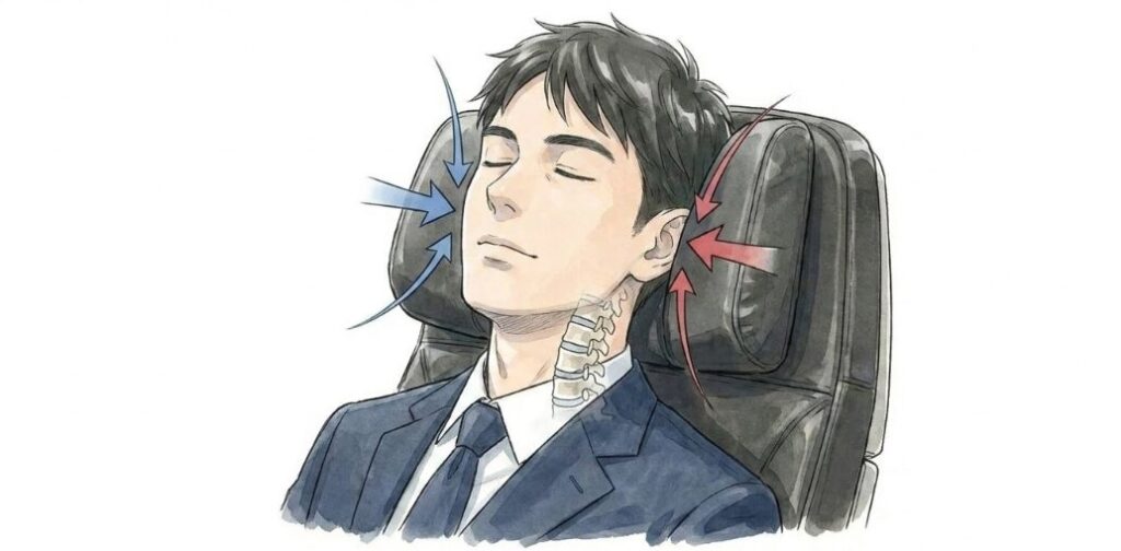 出張の首の痛みを激減させる座席の選び方