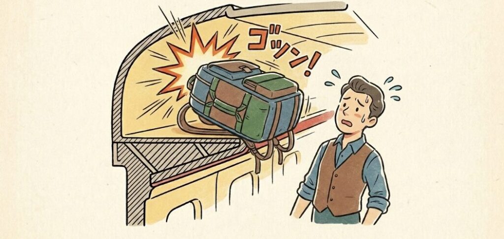 東北新幹線E5系の荷物棚で見落としがちな奥行き