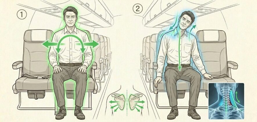出張帰りの機内で即実践できる簡単ストレッチ