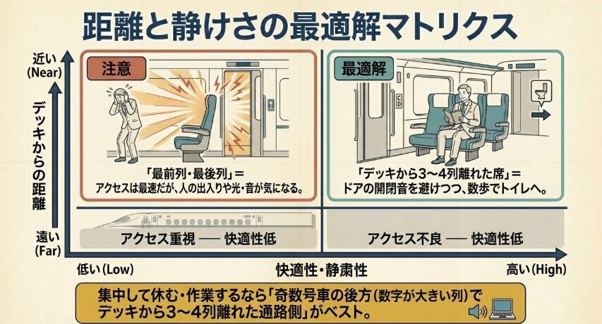 出張時に便利なトイレが近いおすすめの座席