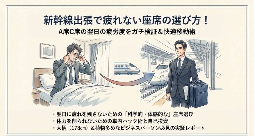 新幹線出張で疲れない座席の選び方！