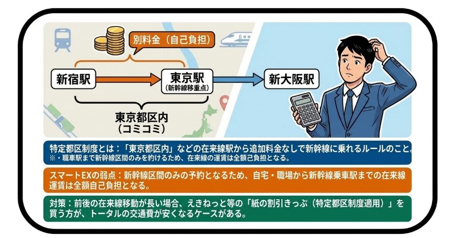 自宅から直行する際に迷う特定都区制度の罠