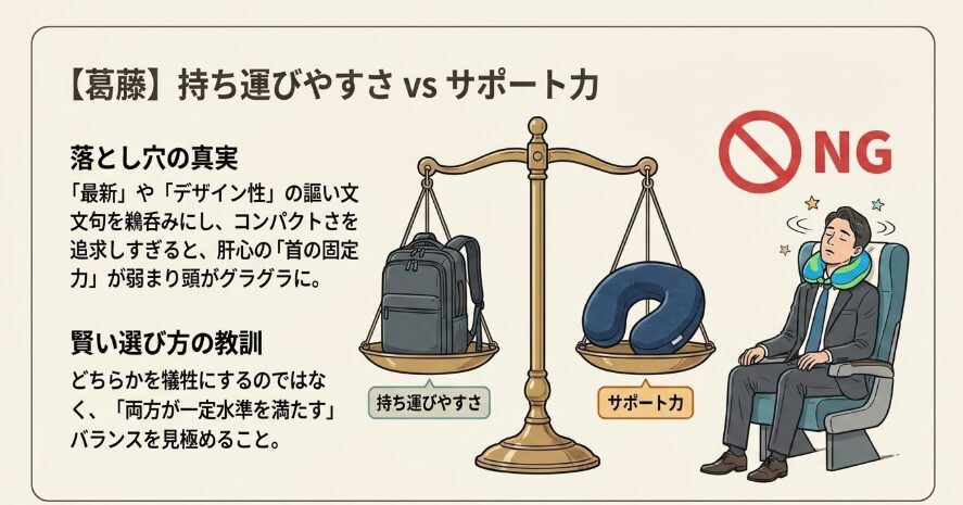 かさばらないのに首をしっかり固定！ネックピロー選びの落とし穴