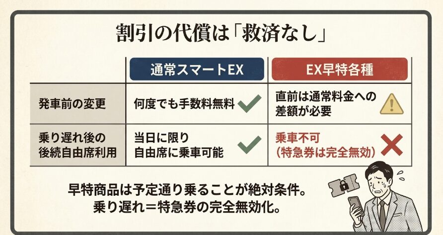 早特商品が乗り遅れ時に救済されないデメリット