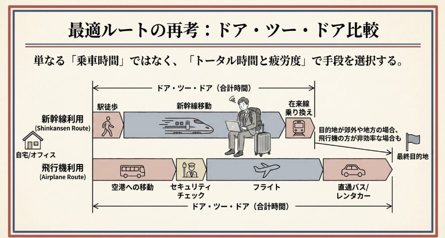 「ドア・ツー・ドア」で考えると、新幹線は本当に一番早い?