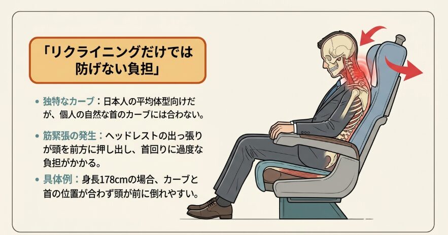 新幹線のシートに潜む「首痛の罠」とその正体