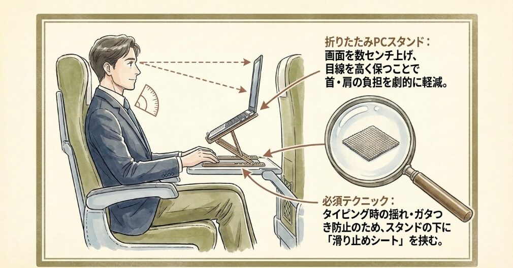 13インチPC作業が快適になるフックと卓上スタンド