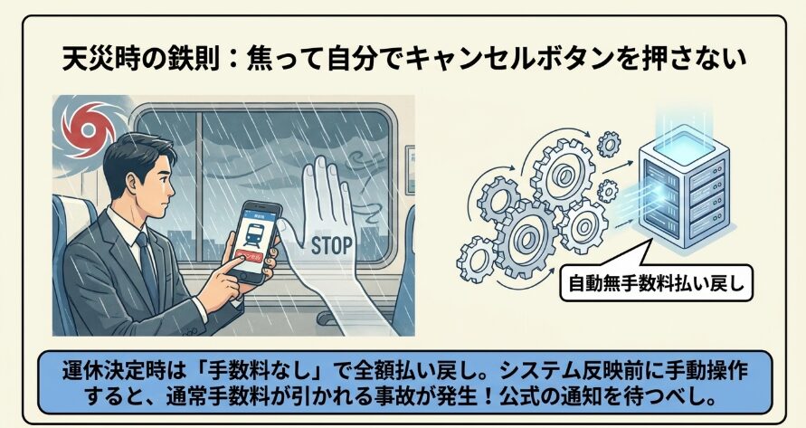 台風や大雨で運休した時の払い戻し手順