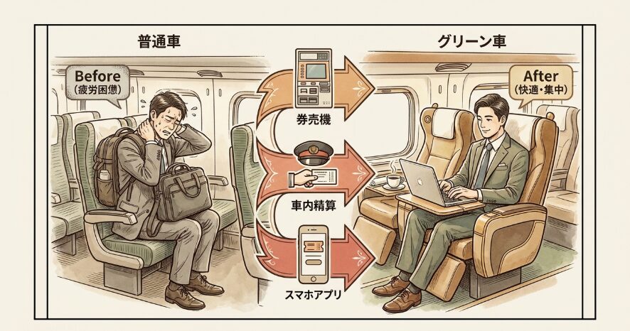 新幹線のグリーン車へ当日アップグレード