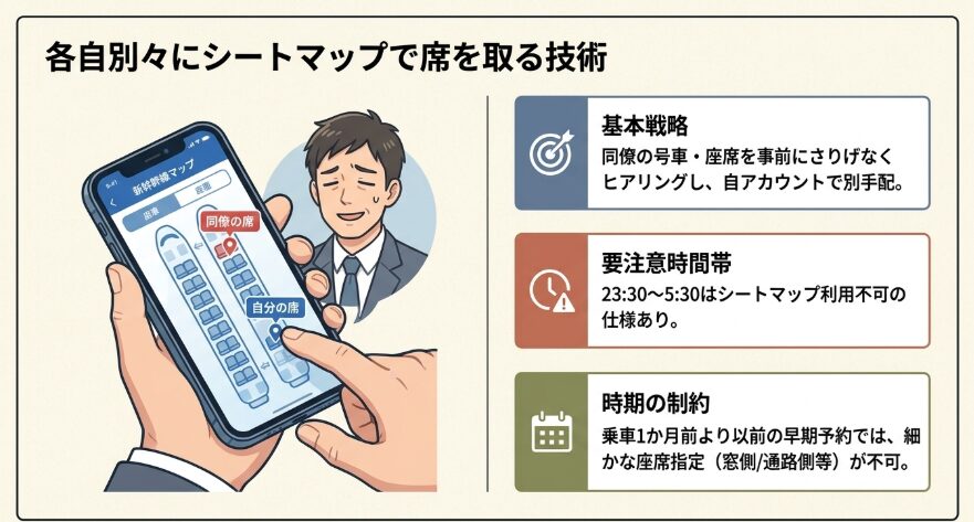 スマートEX・エクスプレス予約で各自が別々に予約する方法