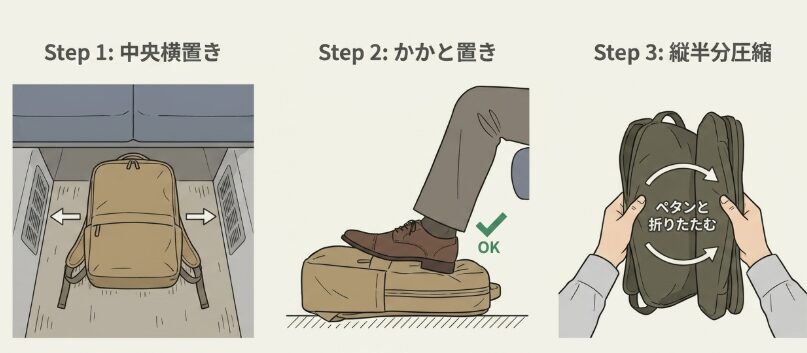 足元スペースを最大化する「荷物圧縮＆最適配置」の裏ワザ