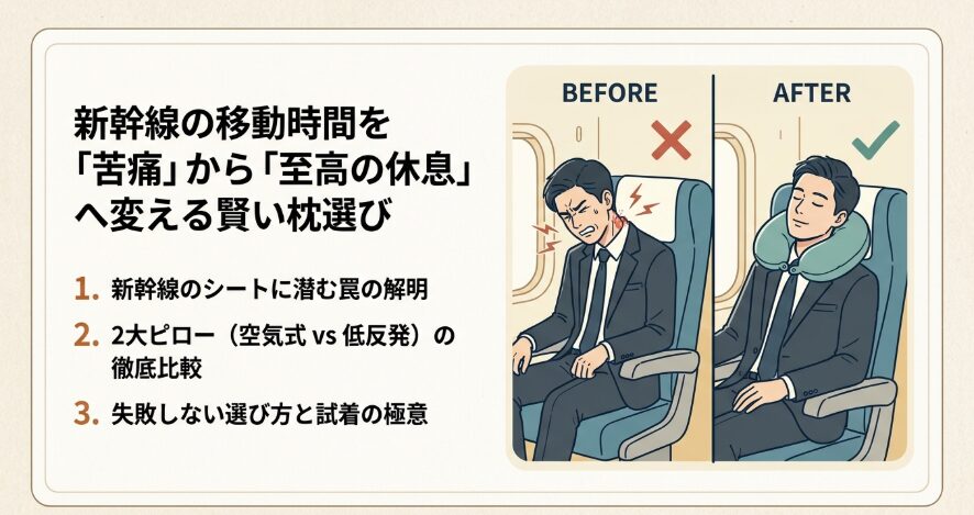 新幹線で首が痛いあなたへ！シートの罠を攻略する賢い枕選び