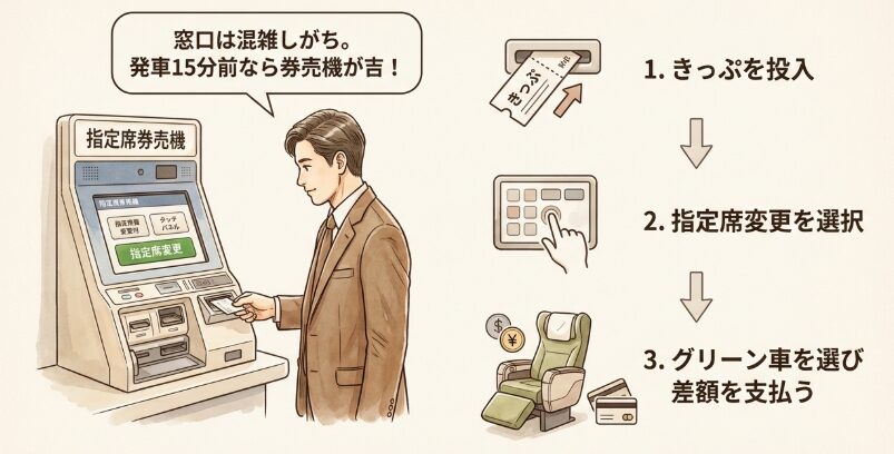 駅の窓口や券売機で当日に変更する具体的な流れ
