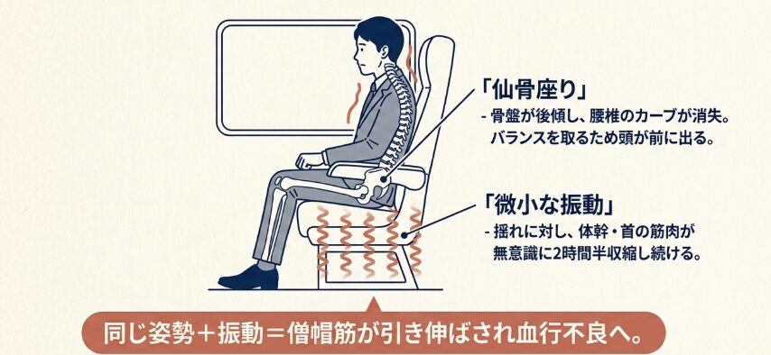 2時間超の移動で首と腰が悲鳴を上げる理由