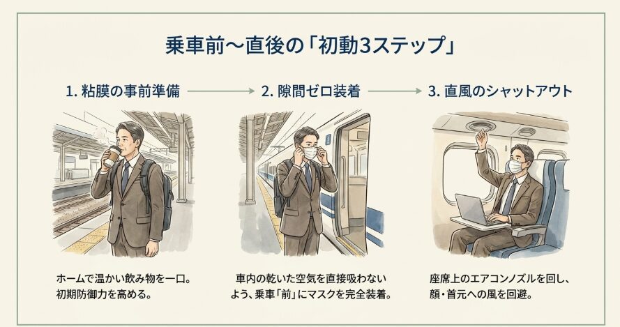 乗車前と乗車直後にすぐできる基本の予防法