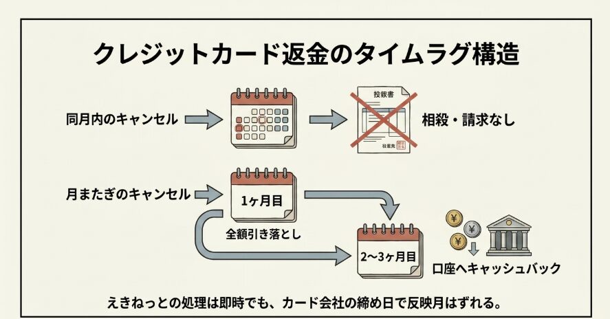 クレジットカード決済時の返金タイミング