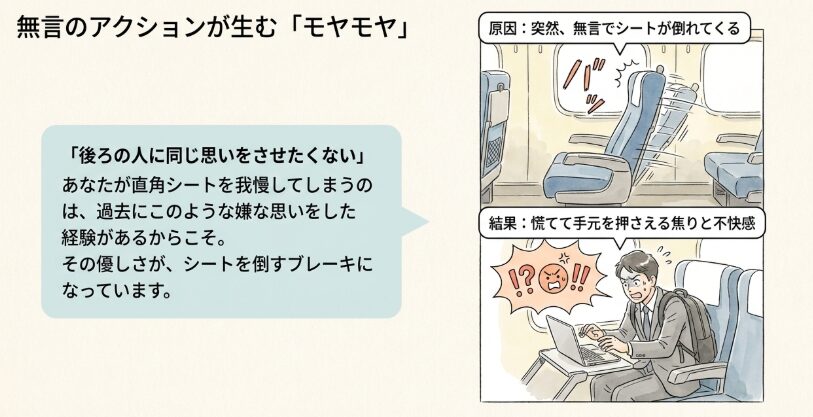 無言でシートを倒された時に感じるストレス