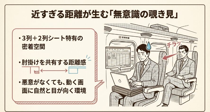 東京大阪間でヒヤッとした隣の視線