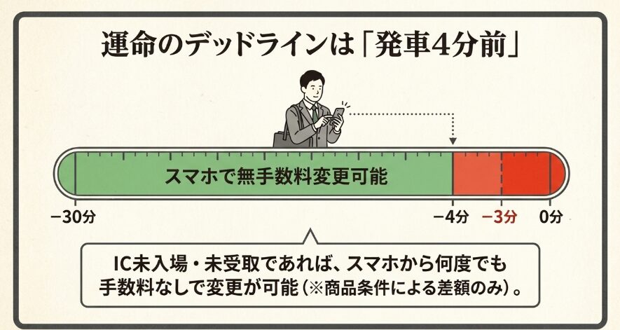 スマートEXの指定席は発車直前まで変更可能