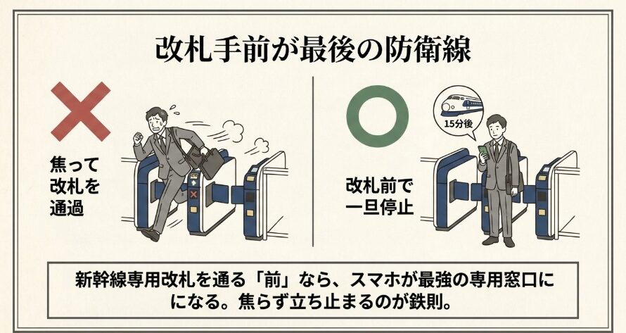 改札を通る前ならスマホで1分で買える安心感