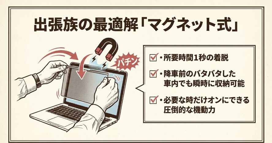 マグネット式フィルターで着脱を簡単にする