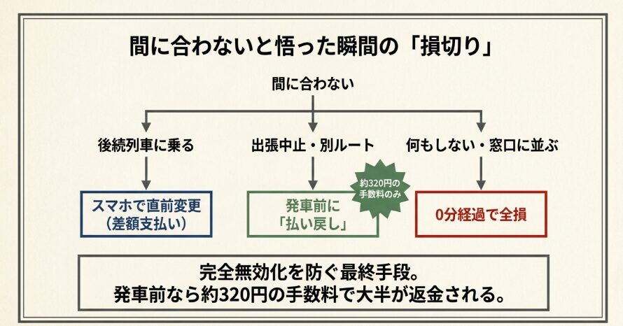 乗り遅れそうな時は発車前に払い戻すメリット