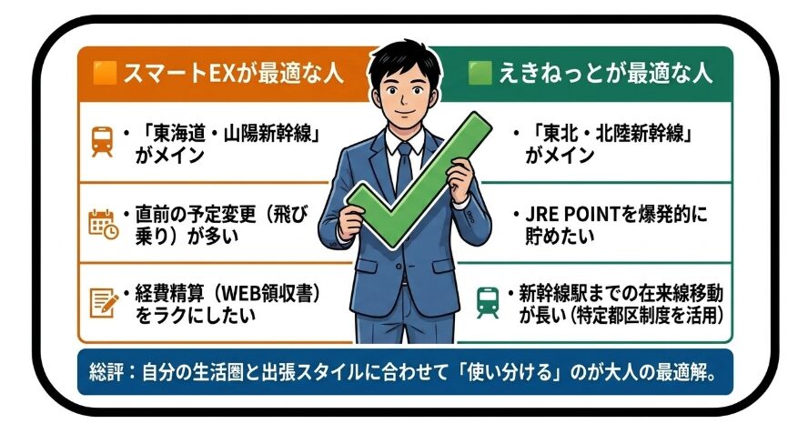 えきねっととスマートEXの違いを知るまとめ