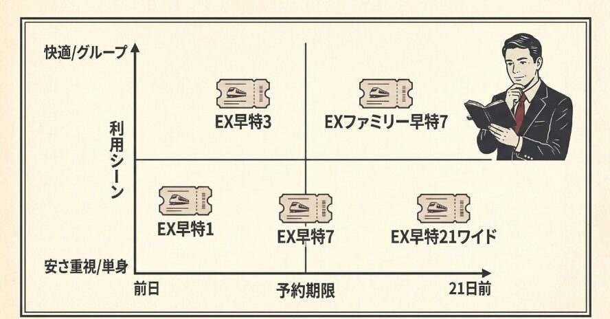 予定に合わせて選べる「EX早特」の種類と特徴