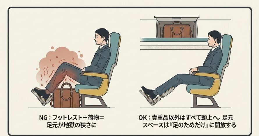 荷物を足元に置く際の注意点と工夫