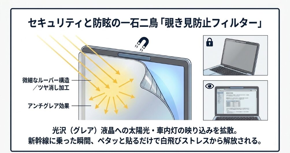 PC画面の見にくさを解決する覗き見防止フィルムの効果