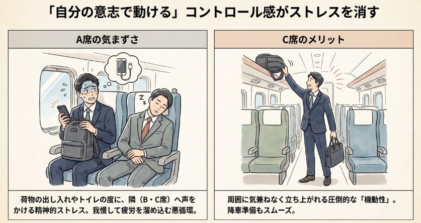 C席が持つ圧倒的な「機動性」と精神的メリット