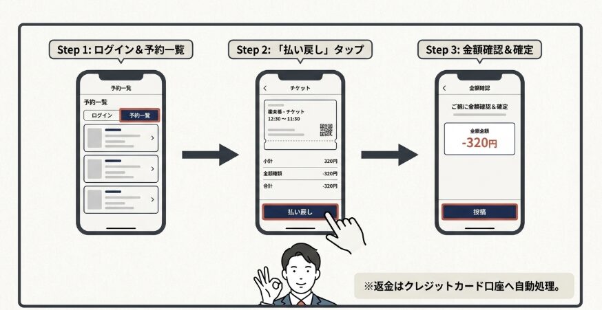 払い戻し手続きをWebで行う際の流れ